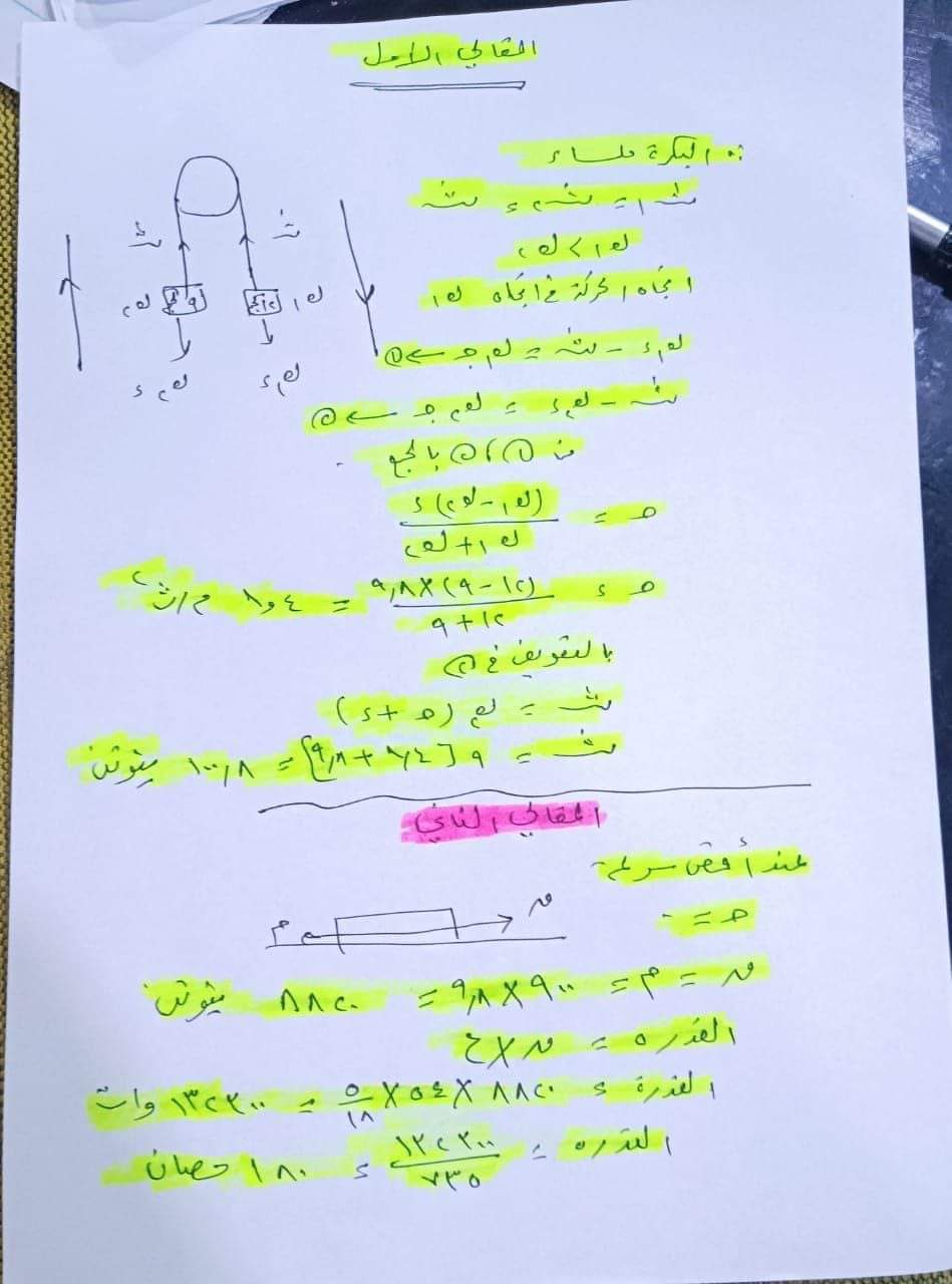 نموذج إجابة امتحان الديناميكا للثانوية العامة 2024