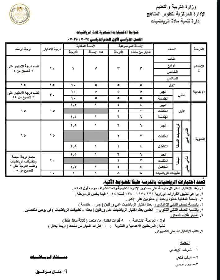 امتحانات شهر أكتوبر